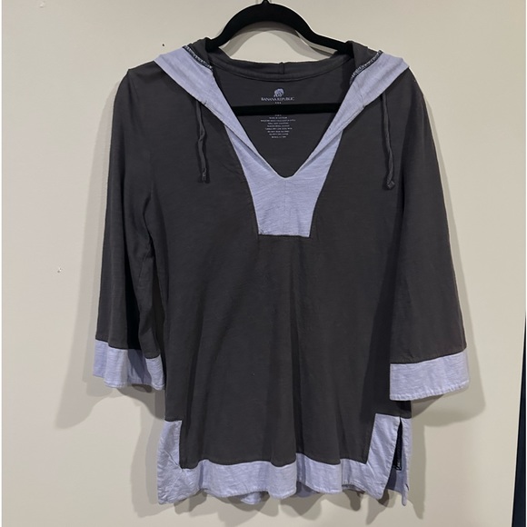 Banana Republic Tops - Banana Republic cotton hoodie.  Color blue. Size small. No pets. Smoke free.